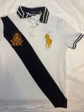 Polo Ralph Lauren Big Pony Embroidery Custom Slim Fit Crest Polo Rugby Stripe